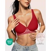 OEAK Womens Jelly Bras Wireless Deep V Bralette Comfy Push Up Tshirt Bras(Red)