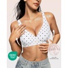 OEAK Womens Jelly Bras Wireless Deep V Bralette Comfy Push Up Tshirt Bras(White Polka Dot)