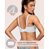 OEAK Womens Jelly Bras Wireless Deep V Bralette Comfy Push Up Tshirt Bras(White Polka Dot)