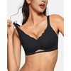 OEAK Womens Wireless Bras Scalloped & Tummy Control Shapewear Seamless Black XXL
