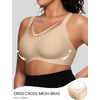 OEAK Womens Wireless Bras V Mesh Comfortable Semolina & Tummy Control Shapewear Nude L