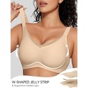 OEAK Womens Wireless Bras V Mesh Comfortable Semolina & Tummy Control Shapewear Nude S