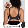 OEAK Womens Wireless Bras V Mesh Comfortable & Tummy Control Shapewear Black 3XL