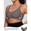 OEAK Womens Wireless Bras V Mesh Grey & Tummy Control SuperPower Black S