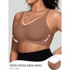 OEAK Womens Wireless Bras V Mesh Khaki & Tummy Control Superpower Black M