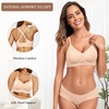 OEAK Womens Wireless Jelly Bras Comfortable Gel Bra Everyday Tshirt Bras(Jacquard Nude)