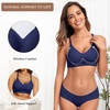 OEAK Womens Wireless Jelly Bras Comfortable Gel Bra Everyday Tshirt Bras(Navy Blue)