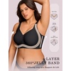 OEAK Womens Wireless Jelly Bras Plus Size Support Push Up Comfortable Bra(Black)