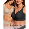 OEAK Womens Wireless Jelly Bras Plus Size Support Push Up Comfortable Bra(Black Airy)