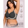 OEAK Womens Wireless Jelly Bras Plus Size Support Push Up Comfortable Bra(Black With White Polka Dot)