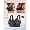 OEAK Womens Wireless Jelly Bras Plus Size Support Push Up Comfortable Bra(Black With White Polka Dot)