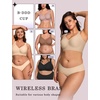 OEAK Womens Wireless Jelly Bras Plus Size Support Push Up Comfortable Bra(Black+cream White)