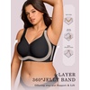 OEAK Womens Wireless Jelly Bras Plus Size Support Push Up Comfortable Bra(Black+leopard Coffee)