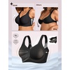 OEAK Womens Wireless Jelly Bras Plus Size Support Push Up Comfortable Bra(Black+leopard Pink)