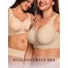 OEAK Womens Wireless Jelly Bras Plus Size Support Push Up Comfortable Bra(Black+nude)
