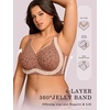 OEAK Womens Wireless Jelly Bras Plus Size Support Push Up Comfortable Bra(Brown Leopard)