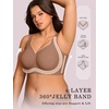 OEAK Womens Wireless Jelly Bras Plus Size Support Push Up Comfortable Bra(Coffee)
