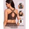 OEAK Womens Wireless Jelly Bras Plus Size Support Push Up Comfortable Bra(Coffee Leopard)