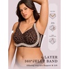 OEAK Womens Wireless Jelly Bras Plus Size Support Push Up Comfortable Bra(Coffee Leopard)
