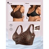 OEAK Womens Wireless Jelly Bras Plus Size Support Push Up Comfortable Bra(Coffee Leopard)
