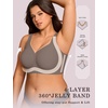 OEAK Womens Wireless Jelly Bras Plus Size Support Push Up Comfortable Bra(Grey)