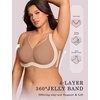 OEAK Womens Wireless Jelly Bras Plus Size Support Push Up Comfortable Bra(Latte)