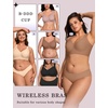 OEAK Womens Wireless Jelly Bras Plus Size Support Push Up Comfortable Bra(Latte)