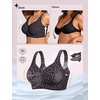 OEAK Womens Wireless Jelly Bras Plus Size Support Push Up Comfortable Bra(Leopard Black)