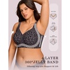 OEAK Womens Wireless Jelly Bras Plus Size Support Push Up Comfortable Bra(Leopard Black)