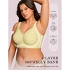 OEAK Womens Wireless Jelly Bras Plus Size Support Push Up Comfortable Bra(Leopard Green)