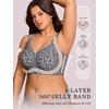OEAK Womens Wireless Jelly Bras Plus Size Support Push Up Comfortable Bra(Leopard Grey)