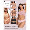 OEAK Womens Wireless Jelly Bras Plus Size Support Push Up Comfortable Bra(Leopard Pink+leopard Coffee)