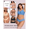 OEAK Womens Wireless Jelly Bras Plus Size Support Push Up Comfortable Bra(Leopard Sky Blue)