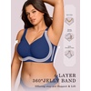 OEAK Womens Wireless Jelly Bras Plus Size Support Push Up Comfortable Bra(Navy Blue)