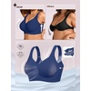 OEAK Womens Wireless Jelly Bras Plus Size Support Push Up Comfortable Bra(Navy Blue)