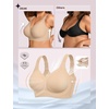 OEAK Womens Wireless Jelly Bras Plus Size Support Push Up Comfortable Bra(Semolina)