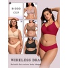 OEAK Womens Wireless Jelly Bras Plus Size Support Push Up Comfortable Bra(Wine Red)
