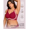 OEAK Womens Wireless Jelly Bras Plus Size Support Push Up Comfortable Bra(Wine Red)