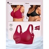 OEAK Womens Wireless Jelly Bras Plus Size Support Push Up Comfortable Bra(Wine Red)