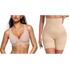 OEAK Deep V Bras Nude L+Tummy Control Shapewear Thigh Slimmer Nude L
