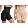 OEAK Shapewear Tummy Control for Women Thigh Slimmer High Waisted Body Shaper Shorts Black+Nude L