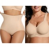 OEAK Tummy Control Shapewear Brief Nude & Supportive Wireless Bras Beige 3XL