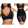 OEAK Womens Deep V Bras Wireless & Tummy Control Shapewear SuperPower Black M