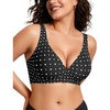 OEAK Womens Jelly Bras Wireless Deep V Bralette Comfy Push Up Tshirt Bras(Black Polka Dot)