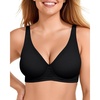 OEAK Womens Jelly Bras Wireless Deep V Bralette Comfy Push Up Tshirt Bras(Carbon Black)