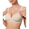OEAK Womens Jelly Bras Wireless Deep V Bralette Comfy Push Up Tshirt Bras(Champagne)