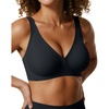 OEAK Womens Jelly Bras Wireless Deep V Bralette Comfy Push Up Tshirt Bras(Cool Black)