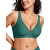 OEAK Womens Jelly Bras Wireless Deep V Bralette Comfy Push Up Tshirt Bras(Emerald Gem)