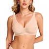 OEAK Womens Jelly Bras Wireless Deep V Bralette Comfy Push Up Tshirt Bras(Leopard Skin)