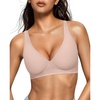 OEAK Womens Jelly Bras Wireless Deep V Bralette Comfy Push Up Tshirt Bras(Nude)